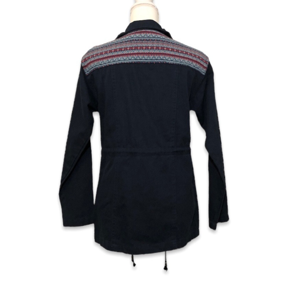 NWOT Navy Blue Utility Jacket Coat New Tribal Embroidered Print Skies Are Blue - Picture 3 of 7